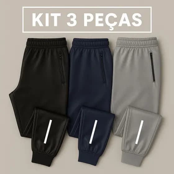 kit com 2 ou 3 calça jogger masculino para trabalhar e academia esportiva com símbolo refl