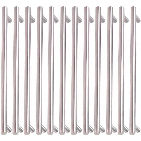 Kit 12 Puxador Móveis Haste Redonda Inox Escovado 64/96/128/160/192mm
