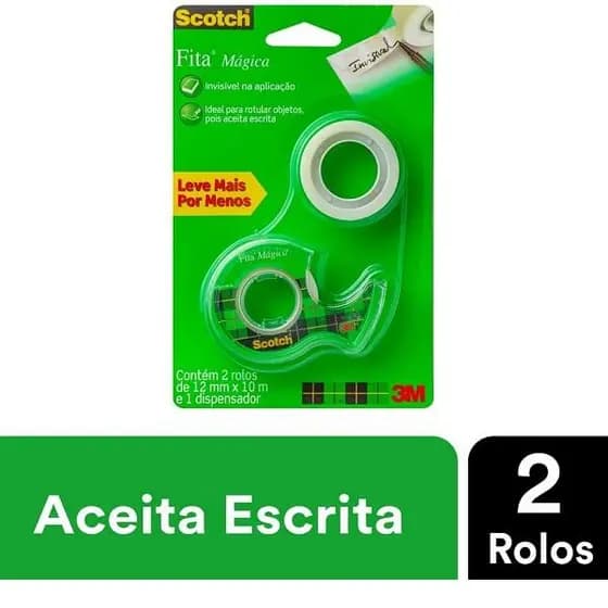 Fita Magica 12MM X 10M 2 Rolos 1 Suporte