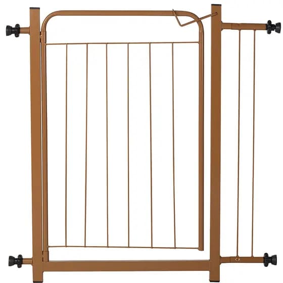 Portão Pet Cães Bebês Segurança Largo 69 a 84cm Extensor 10cm Marrom