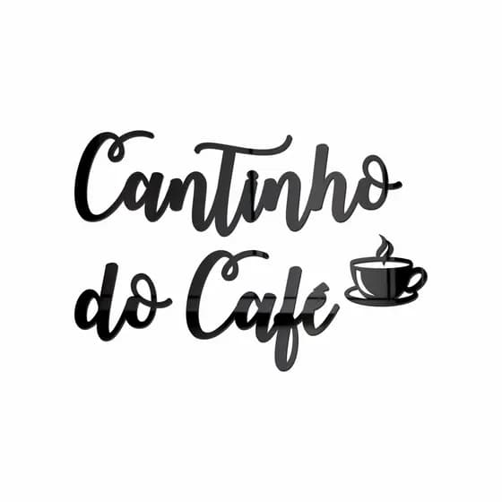 Espelho Decorativo Cantinho do Café com Xícara Acrílico Preto