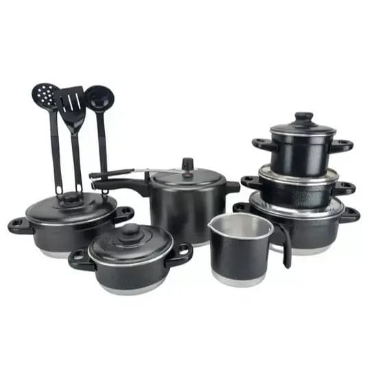 Kit 10 Peças Jogo de Panelas Craqueado Com Panela de Pressão Caneco Leiteira