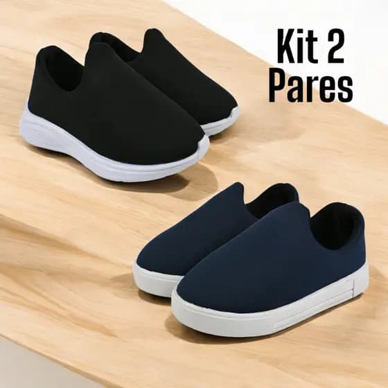 Kit 2 Pares Tênis Infantil Menino Confortável Calce Facil Escolar