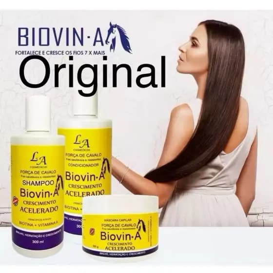 Kit Shampoo Condicionador Máscara Crescimento Acelerado Hidratação Tratamento Capilar Biovin-A - L&A