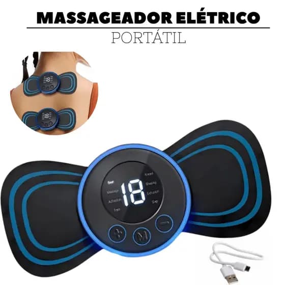 Massageador Portátil Elétrico Recarregável Alívio para Dor 8 Modos 19 Intensidades
