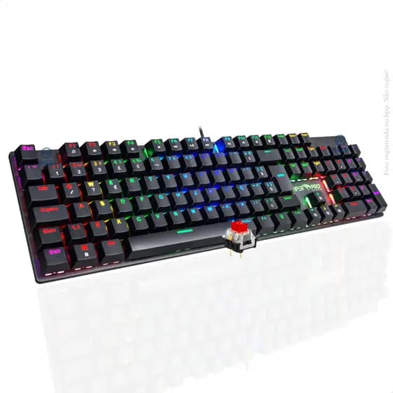 Teclado Gamer Mecânico Vivensis Viper Pro Mamba Retroiluminado, Switch Red, RGB ABNT2