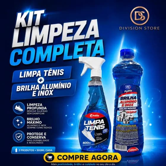 Kit Limpeza ProVita Limpa Tênis 500ml Brilha Alumínio Inox Limpa Panelas Tenis 500ml Original