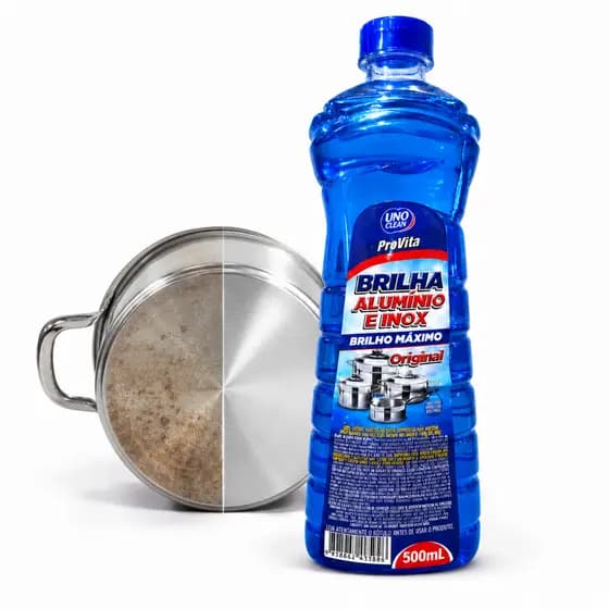 Brilha Alumínio Inox ProVita Original Limpa Manchas Panelas Talheres Utensílios Cozinha 500ml