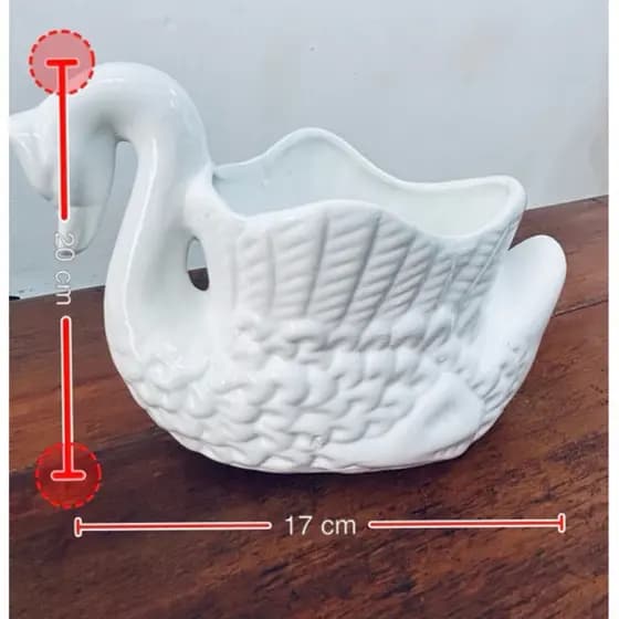 Vaso Cachepot Cisne Cerâmica Enfeite Decorativo Luxo Para Mesa Casa Sala Quarto Aparador Para Flores