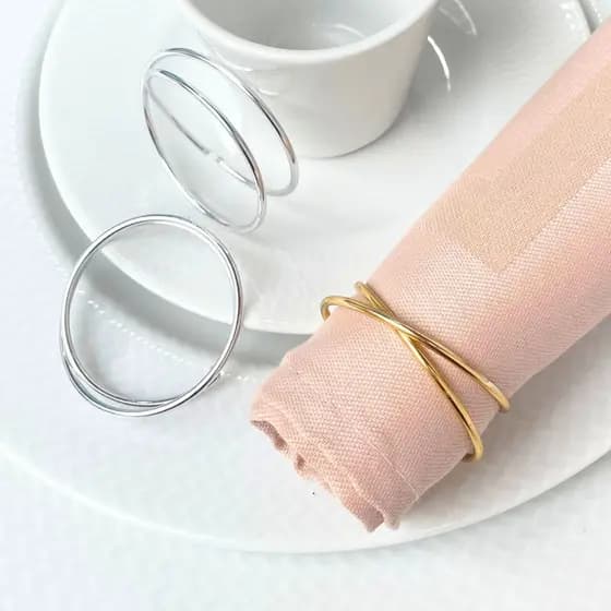 6 ou 12 Argola Porta guardanapo Fio Infinito Metalico Mesa Posta para Casamento