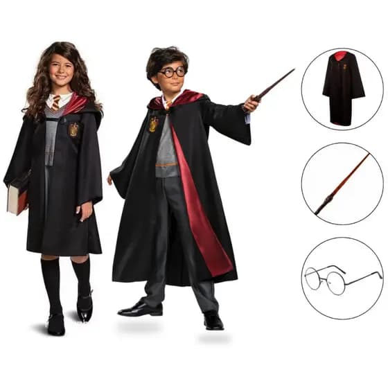 Fantasia Harry Potter Grifinória Com Óculos + Varinha Infantil