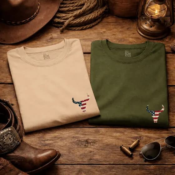 KIT 2 Camisetas Masculina Estampa Touro Country Lançamento 100% Algodão Unissex Premium Best Seller