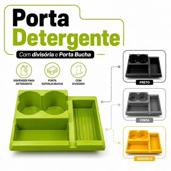 Porta Detergente Dispenser Organizador de Pia Porta Esponja Bucha Suporte Cozinha Moderno