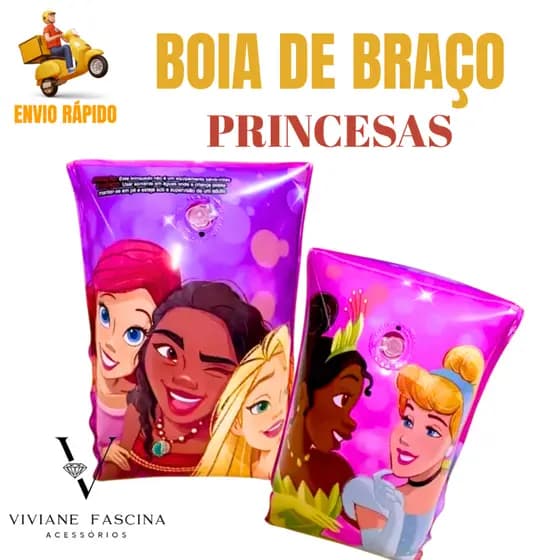 Boia de Braço Infantil Princesas Inflável Piscina Praia Meninas