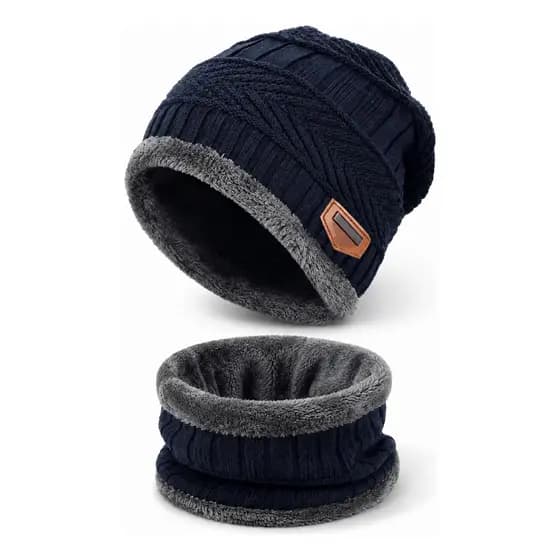 Kit Touca Gorro De Inverno + Cachecol Forrado Gola Térmica