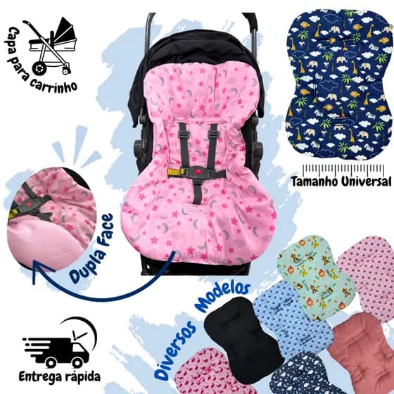 Capa carrinho de bebê acolchoada tamanho universal dupla face galzerano cosco burigotto Chicco