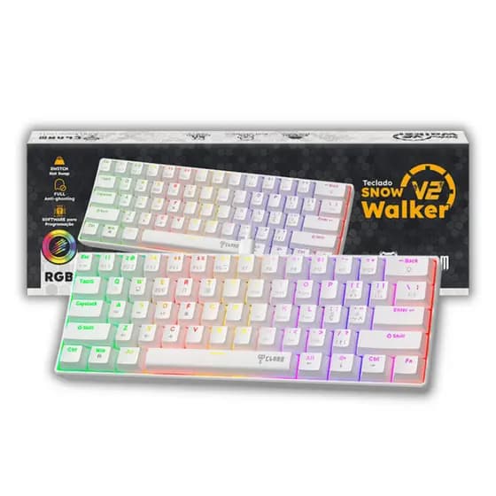 Teclado Gamer Snow Walker V2 60% Rgb Mecânico Switch Red Vermelho Clanm