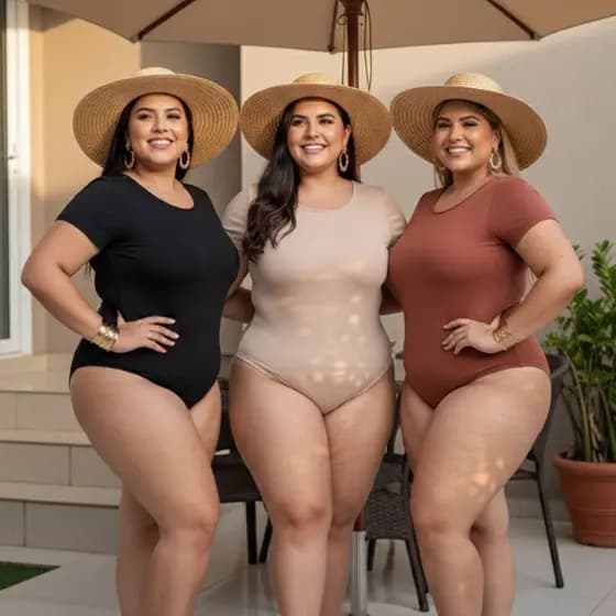 Kit 3 Body Feminino Plus Size Manga Curta Modelador Ajustado ao Corpo Confortável Moda Verão inverno Elegante Versátil D
