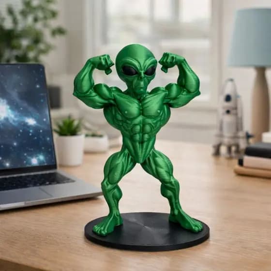 Estatueta E.T Musculoso com Base Decorativo