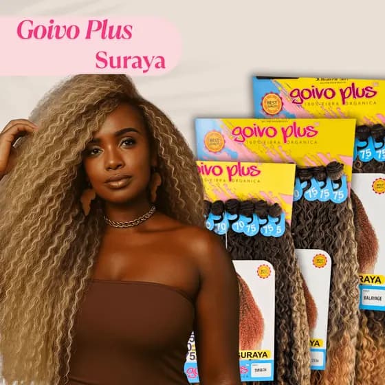 Cabelo Orgânico Cacheado Suraya Goivo Plus 9 Peças Longo