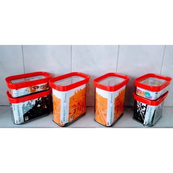 Porta mantimentos para cozinha kit com 6 potes herméticos
