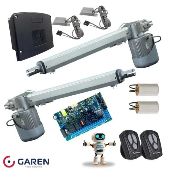 Kit Motor para Portão Pivotante Fazenda Duplo 1/2hp 1,25m Abre Folha de Até 3m Largura Garen 220v