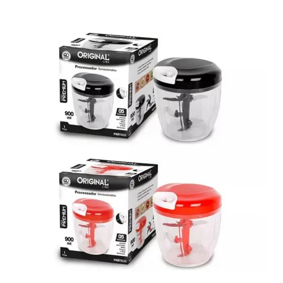 Processador Triturador Manual De Alimentos 5 Lâminas 900ml