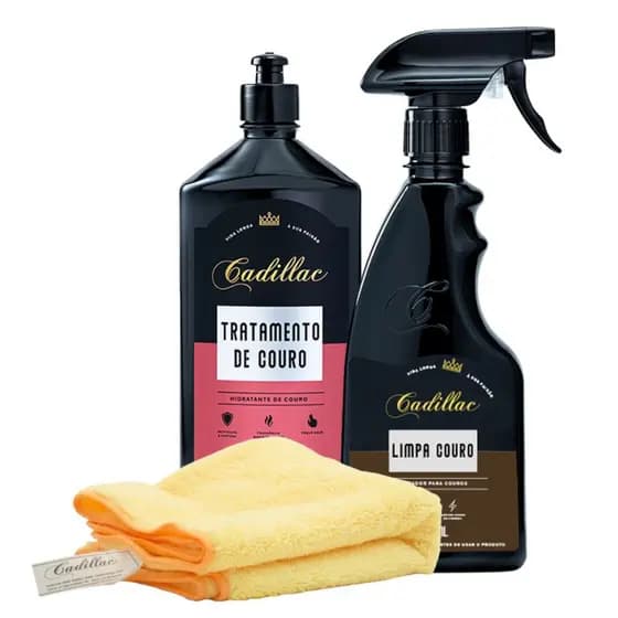 KIT LIMPA COURO + TRATAMENTO DE COURO CADILLAC +PANO CADILAC