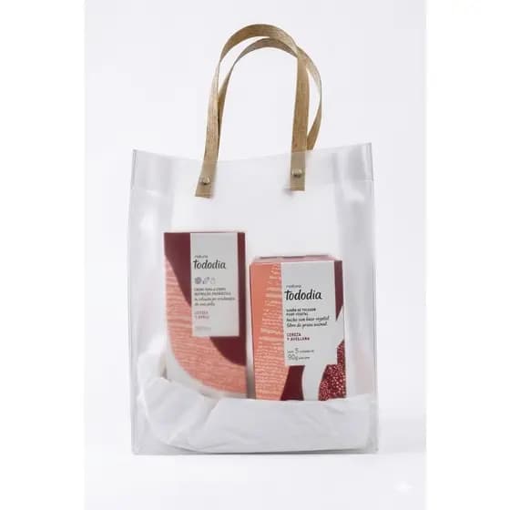 Kit Natura Tododia Cereja e Avelã Hidratante 200ml + 5 Sabonetes 90g + Sacola de Presente Premium