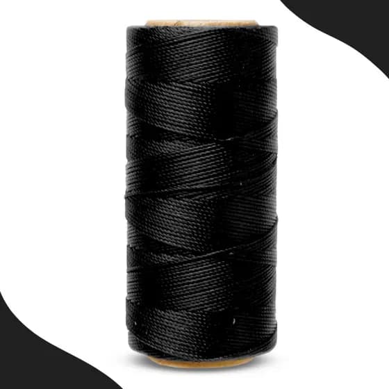 Cordão Encerado 1mm - Fio Cordone Preto - 100 Metros - BRX