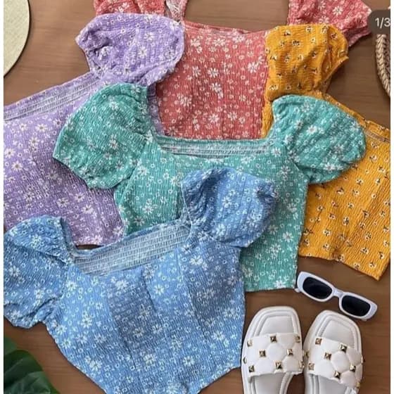 Kit 2 Crooped Estampado Feminino Ciganinha Biquinho Corselete Blusa Feminina