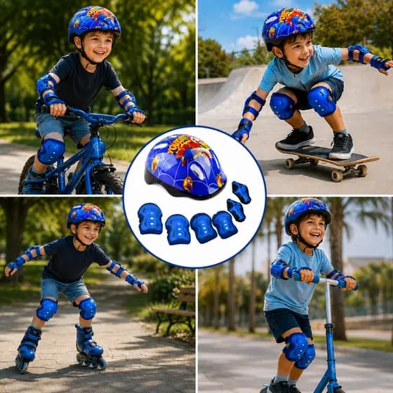 KIT Proteção Infantil Skate Bike Patins Patinete Azul
