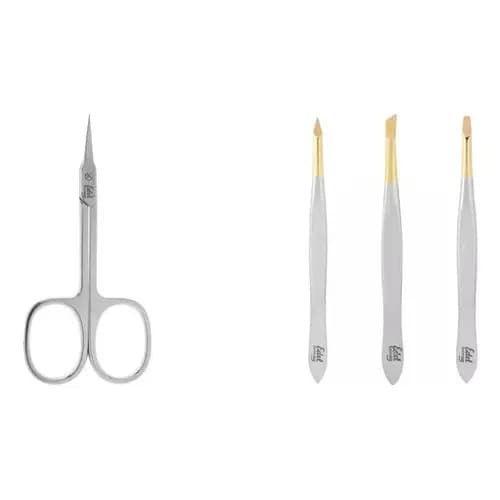 Kit Depilação: Tesoura Sobrancelha + Pinça Depilação 9cm Pontas Variadas