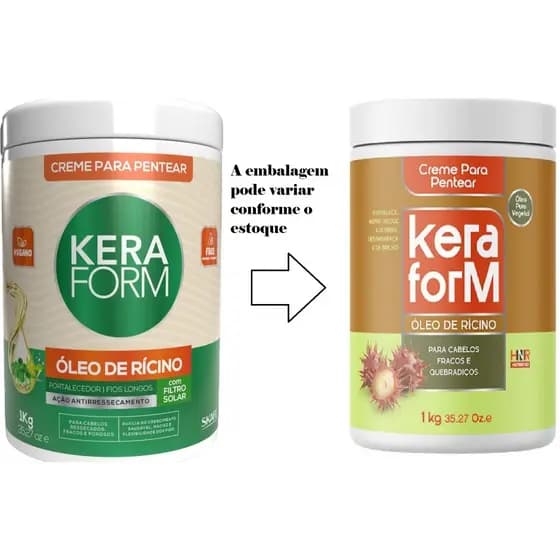 Creme Para Pentear da Keraform Óleo de Rícino, Skafe 1kg.