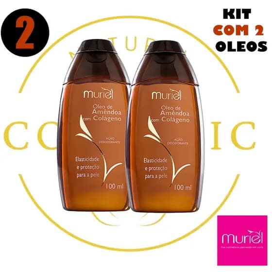 KIT COM 02 UNIDADES ÓLEO CORPORAL DE AMÊNDOAS 100ML MURIEL ORIGINAL