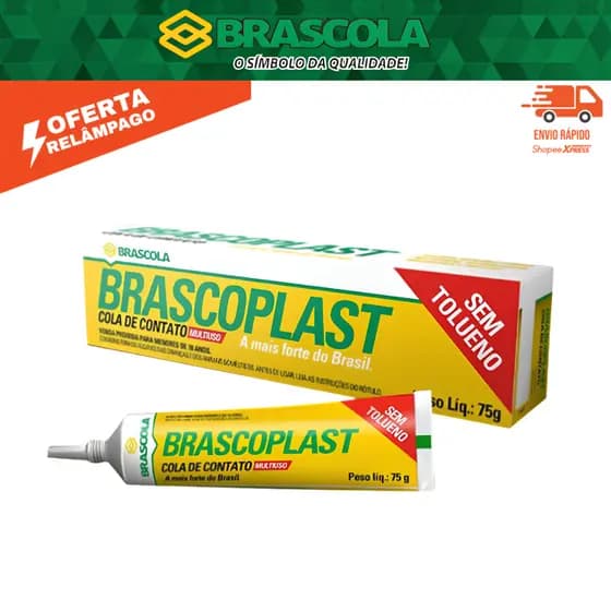 Cola de Sapateiro Brascoplast 75g Sem Toluol Contato Couro MDF Borracha Madeira Resistência Água