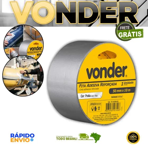 Fita SilverTape Adesiva Reforçada 50mmx10 Metros Prata Vonder Materiais Náuticos Vedação Isolamento