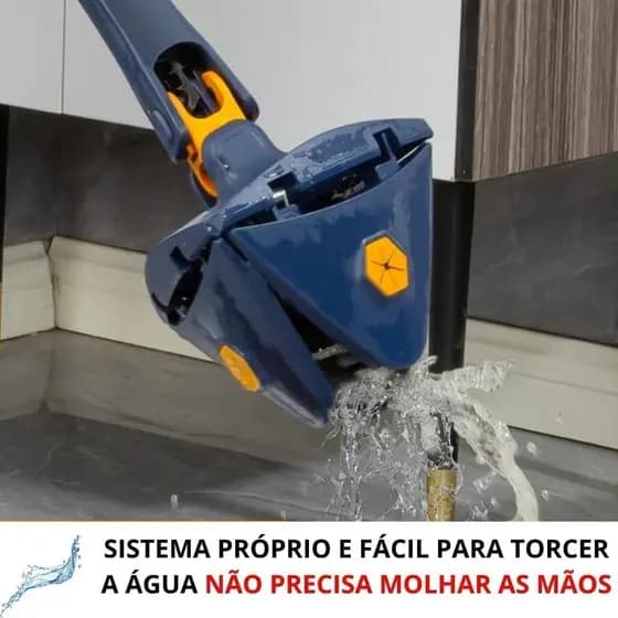 Esfregão Rodo Mop Giratório Triangular Limpeza Ajustável 360° Faxina Vidros Forro