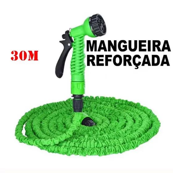 Mangueira Jardim Mágica Flexível Expansível lavar quintal carro pode chegar ate 30m Verde