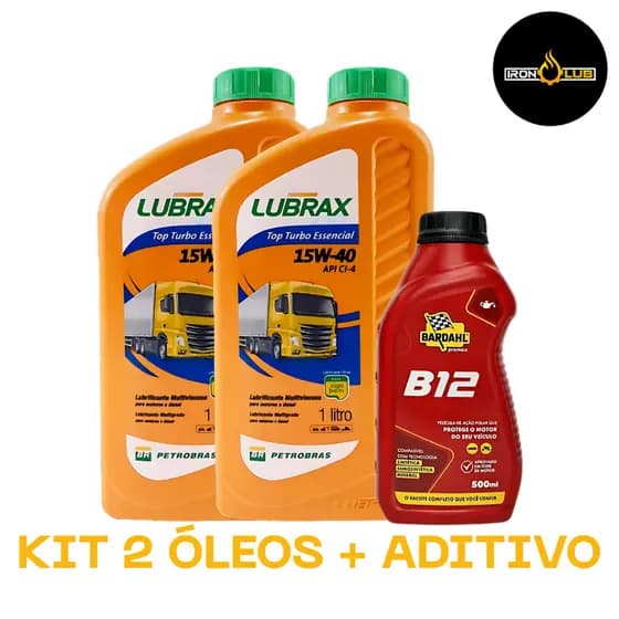 KIT 2 LITROS LUBRAX TOP TURBO ESSENCIAL 15W40 API CI-4 + ADITIVO DE MOTOR BARDAHL B12 500ML