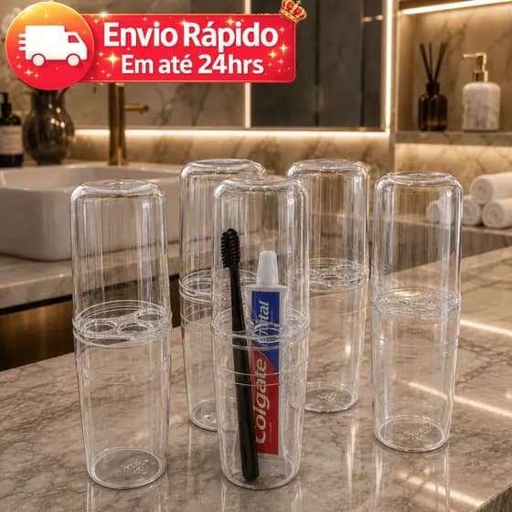 Porta Escova de Dentes Acrilico REFORÇADO Com Tampa