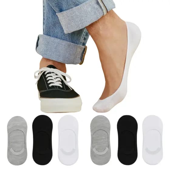 Kit 6 Pares Meia Sapatilha Invisível Silicone Antiderrapante Unissex