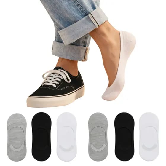 Kit 12 Pares Meia Sapatilha Invisível Silicone Antiderrapante Unissex