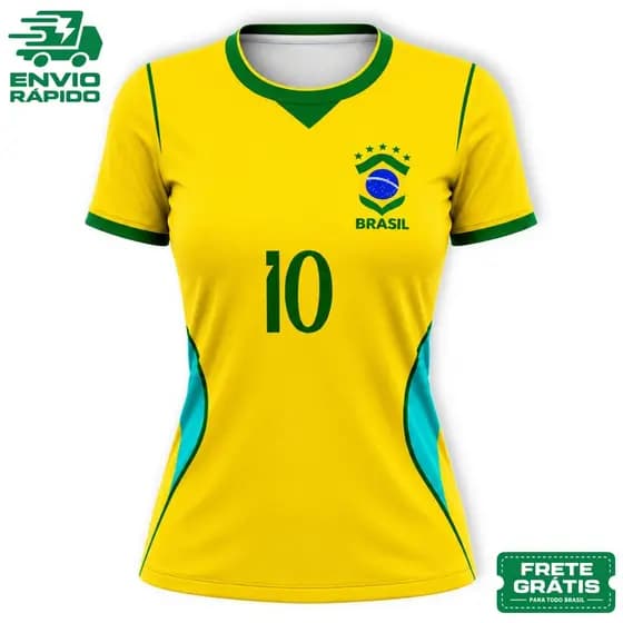 Camisa Camiseta BABY LOOK Feminina do BRASIL Modelo 2026 AMARELA