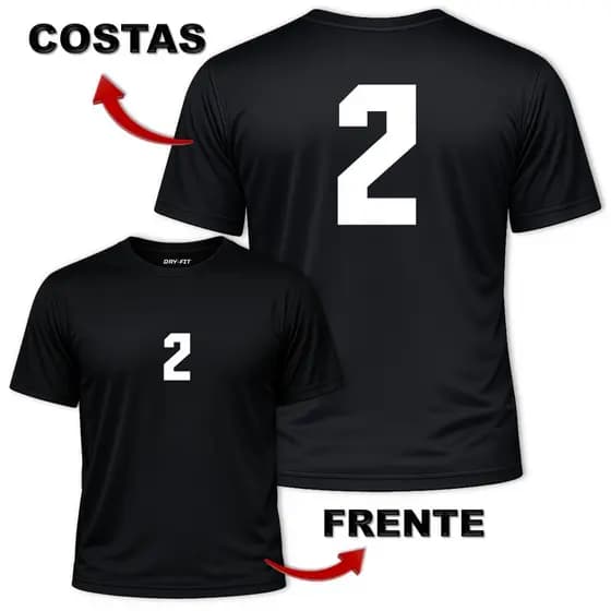 Camisa Camiseta Uniforme Masculina de Futebol Básica Academia Corrida Treino Dry Fit | NÚMERO 2