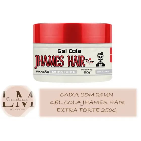 Caixa Com 24un Gel Cola Jhames Hair Extra Forte 250g