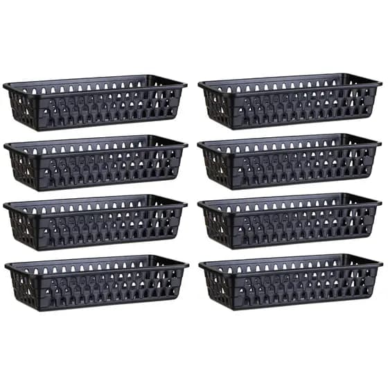 Kit 08 Cesto Organizador Multiuso Lavanderia Preto 28x12x6