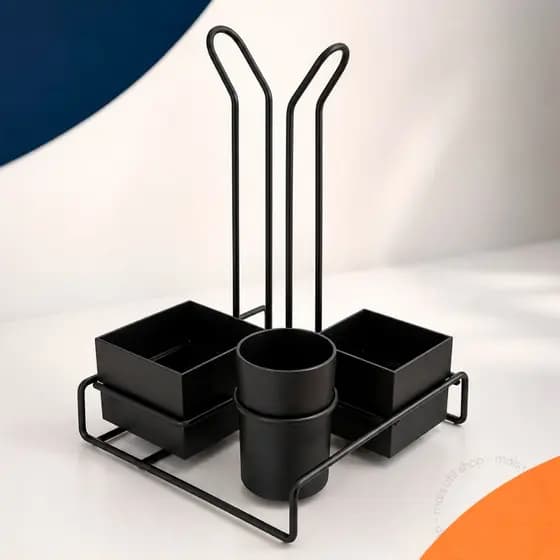 Suporte Para Copos Descartáveis 50ml 80ml Chá Café Porta Colherzinha Sachê Açúcar Preto