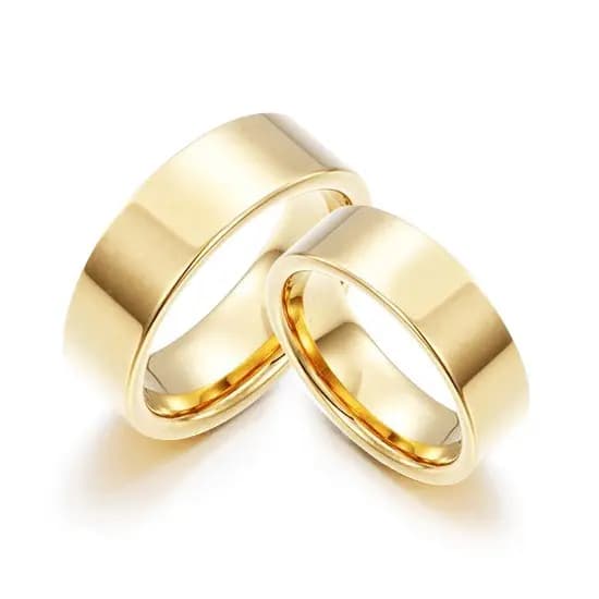 Aliança Reta 6mm Aço Inoxidável Dourado Unidade