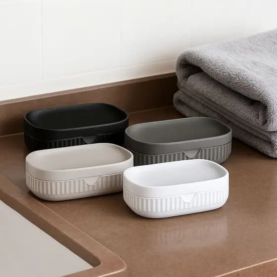 Kit Saboneteira Com Tampa Plástico Banheiro Viagem Porta Sabonete Organizador - Usual Utilidades
